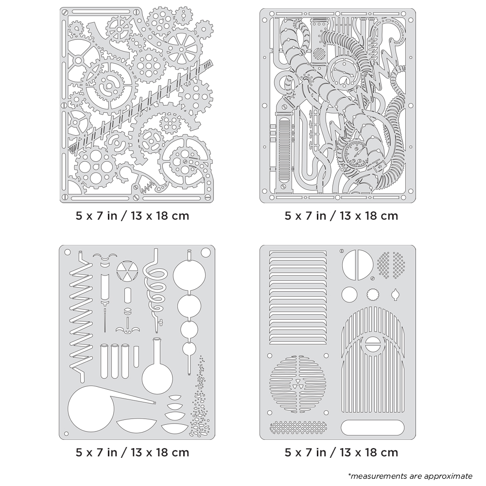 ARTOOL FH SPFX 25 Steampunk FX2 Set (4 pcs.) Freehand Airbrush Templates by Craig Fraser (200523)